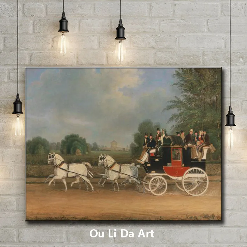 Классическая фигура двора карета аристократы путешествия картина маслом холст