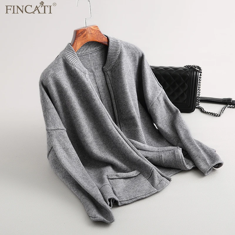 Женский осенний кардиган Fincati 2017 новое поступление длинный рукав открытая