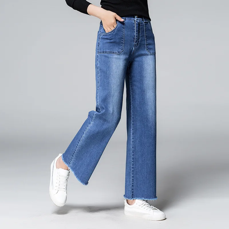 Spring Wide Leg Pants Loose Palazzo Office Lady Pantalones Mujer Cintura Alta Straight Jeans For Women Pantalon Femme | Женская одежда