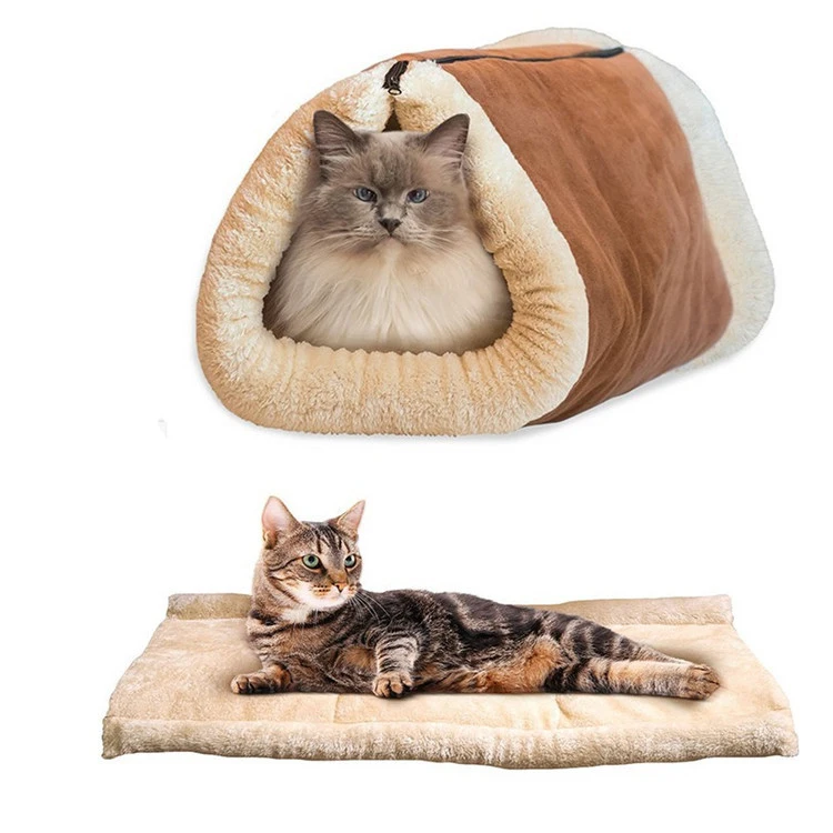 

Soft and comfortable cat litter tunnel nest cat toy sleeping bag dog mat cat mat folding pet bed short plush material