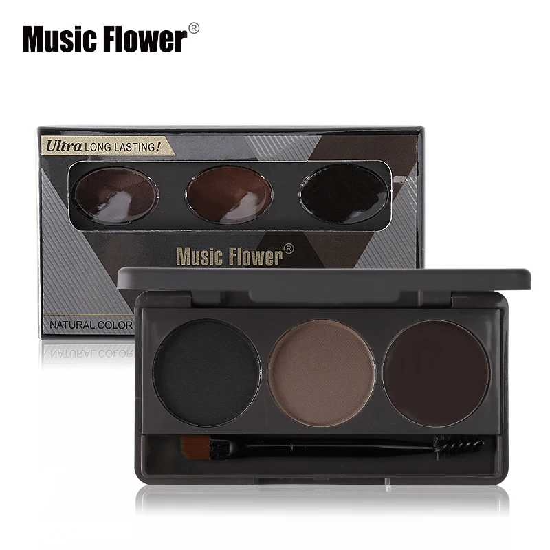 2 цвета музыкальный цветок макияж для глаз пудра бровей + восковая Палетка