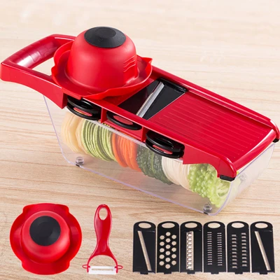 10pcs set with box Мандолина ручное устройство резки овощей и фруктов измельчитель еды морковь картофель Терка лук резак измельчитель слайсер Dicer Кухонный инструмент гаджет - Цвет: 10pcs set with box