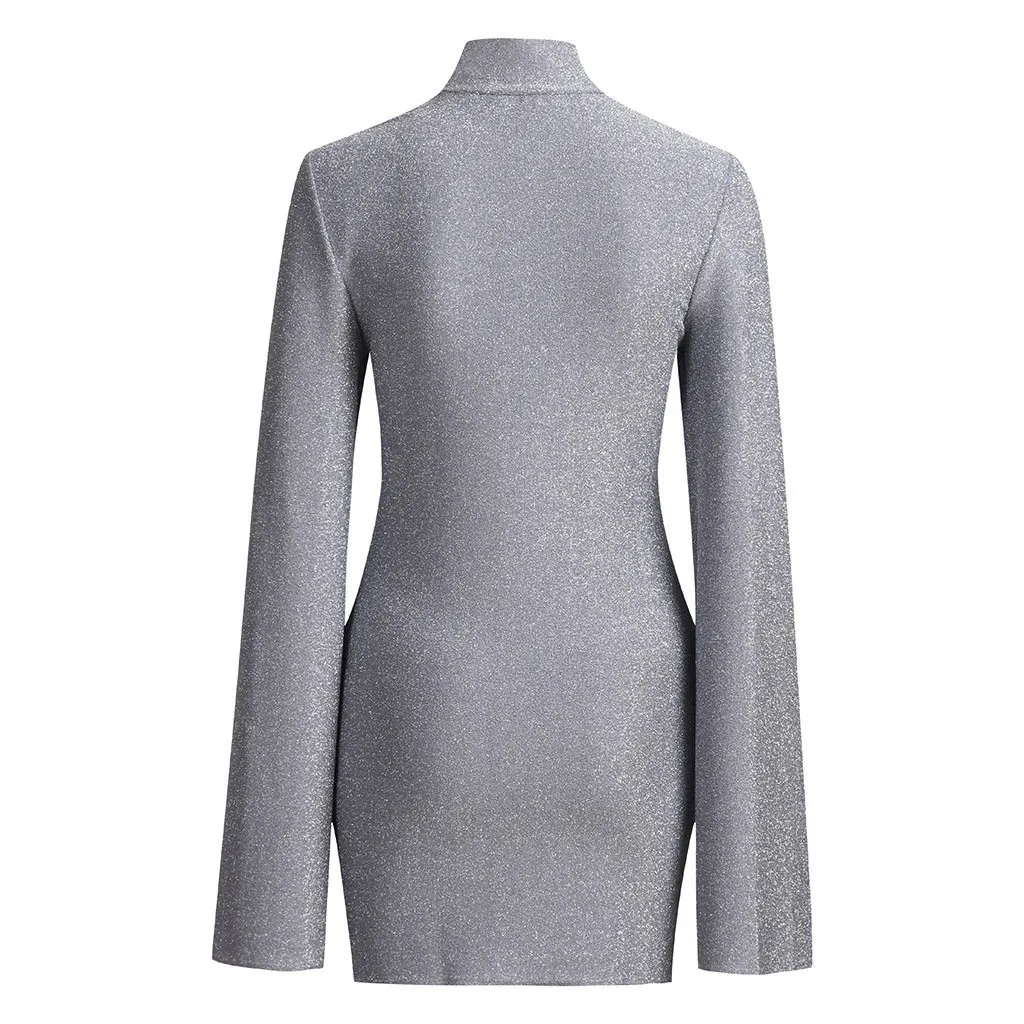 Women Turtleneck Bodycon Dress Long Sleeve Evening Party Mini Dresses 2018 NEW arrival brilliant sexy dress | Женская одежда