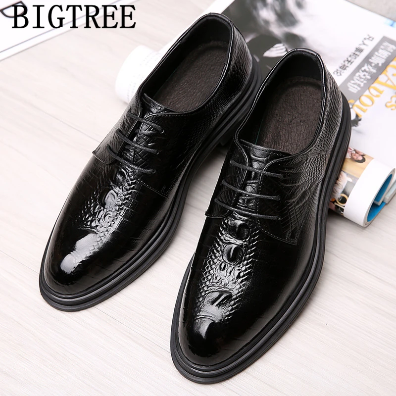 Мужская обувь из крокодиловой кожи Элегантная итальянская мужские строгие туфли
