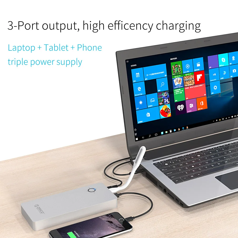 Внешний аккумулятор ORICO из алюминиевого сплава для ноутбука 18000 мА/ч два usb выхода