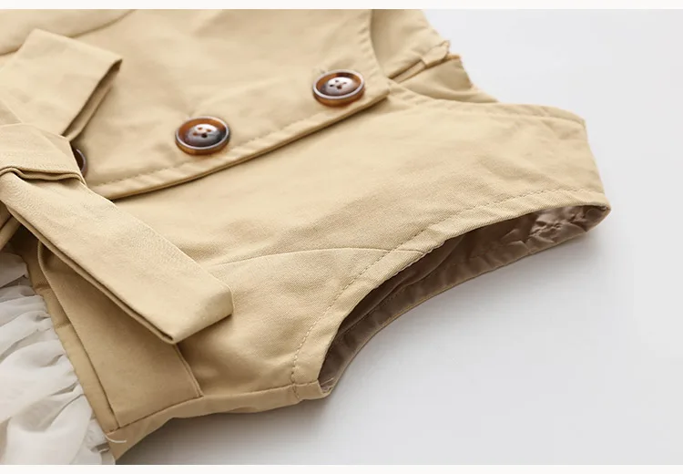 Новые Весенне-осенний комплект одежды для маленьких девочек Тренчи для женщин пальто куртка+ платье-пачка костюмы для малышей из 2 предметов для новорожденных Повседневные детские костюмы