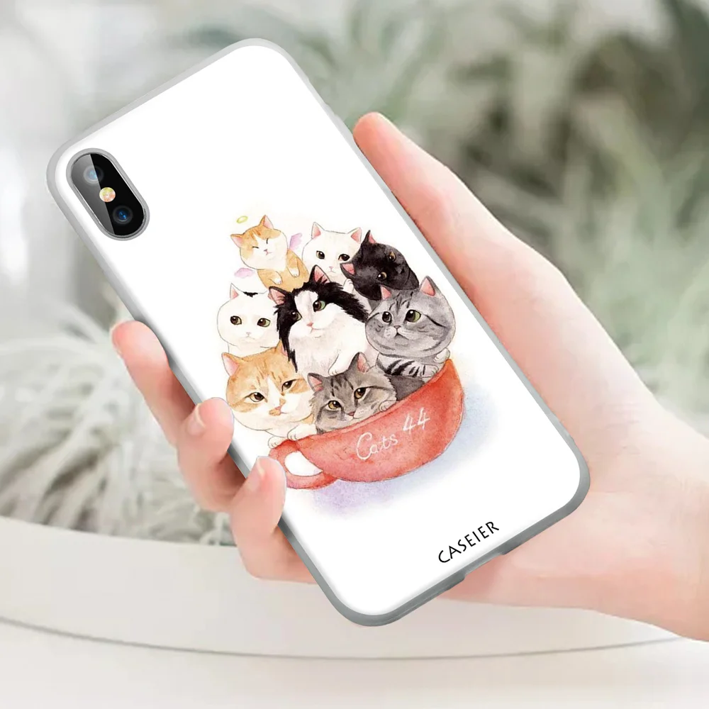 Чехол IER прекрасный кот чехол для телефона iphone X XS MAX XR 7 8 матовый сумка 6 6s 11 Pro Max 5S