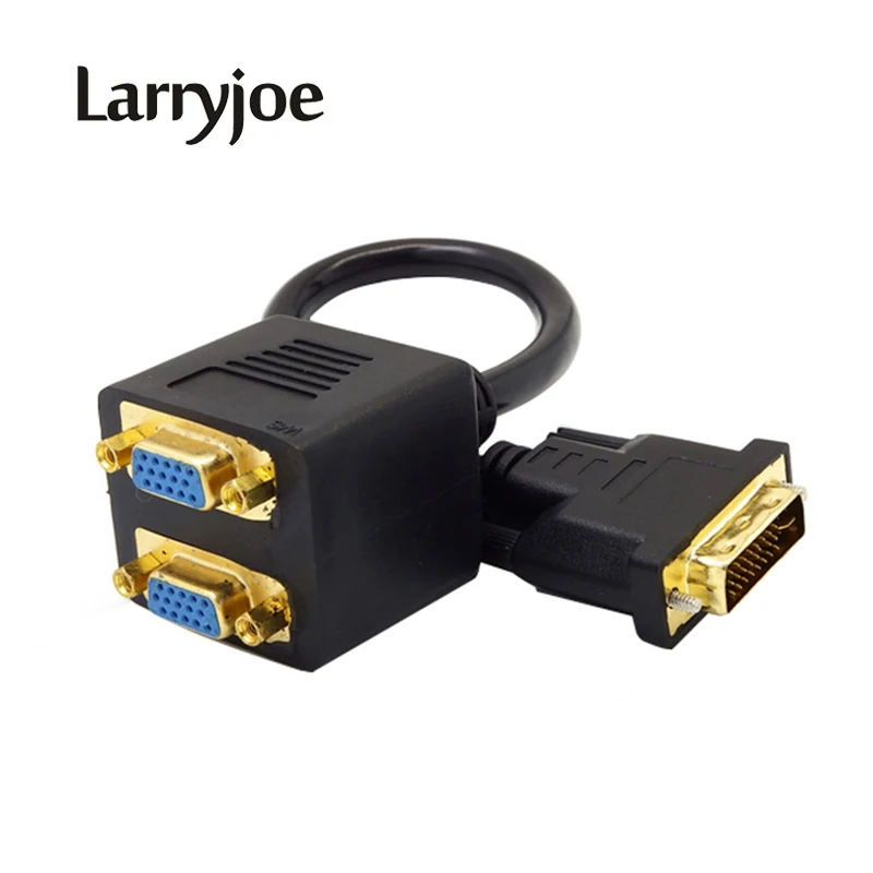 Larryjoe высококачественный DVI I 24 + 5 контактов штекер к 2 двойным VGA Женский монитор