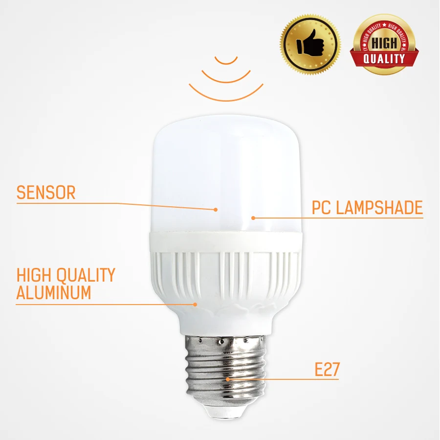5 шт./лот E27 LED PIR сенсор 220 В Светодиодная лампа монитор освещение интеллектуальное