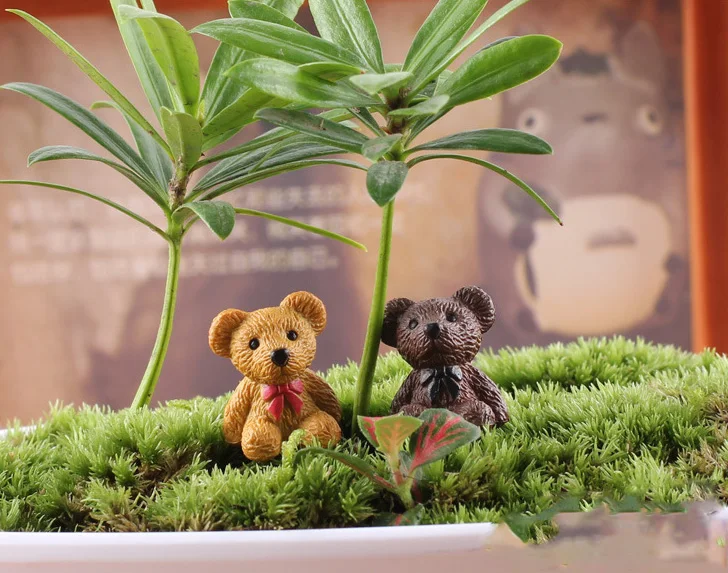 Медведь фигурки Декоративные искусственные животные статуя jardin миниатюрный мох