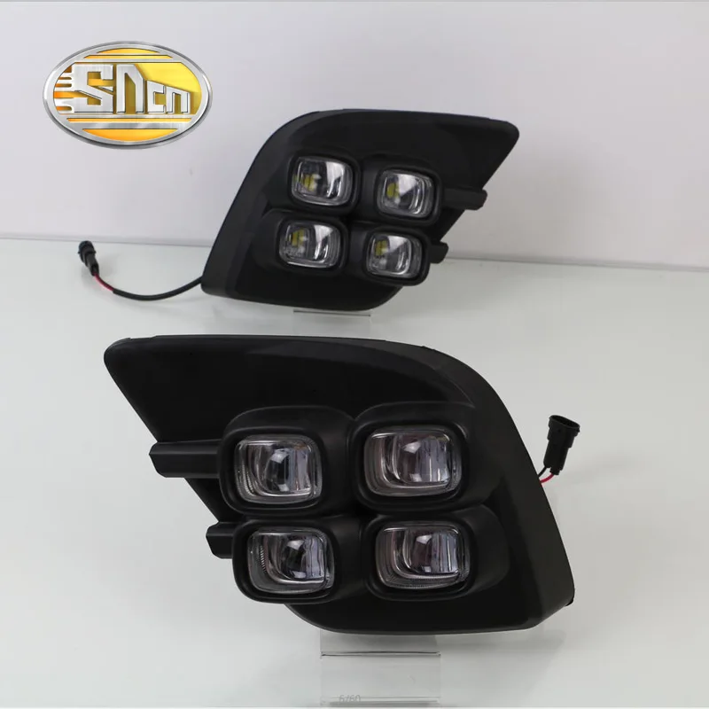 4 LED Для Toyota Hilux Revo Vigo 2 шт. Автомобильный светодиодный дневной ходовой светильник DRL противотуманная фара крышка с желтым поворотником стиль реле - Цвет: 4 LED
