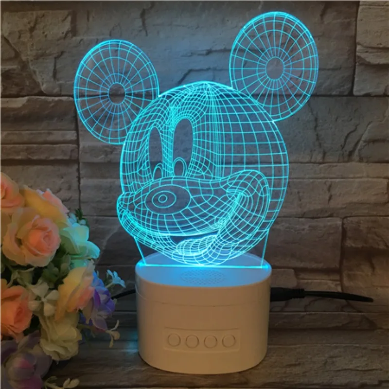 Usb светодиодный 3d-ночник Мультфильм Принцесса Королева Эльза Белоснежка Русалочка Микки фигурка медведя автономный bluetooth-динамик 3d лампа