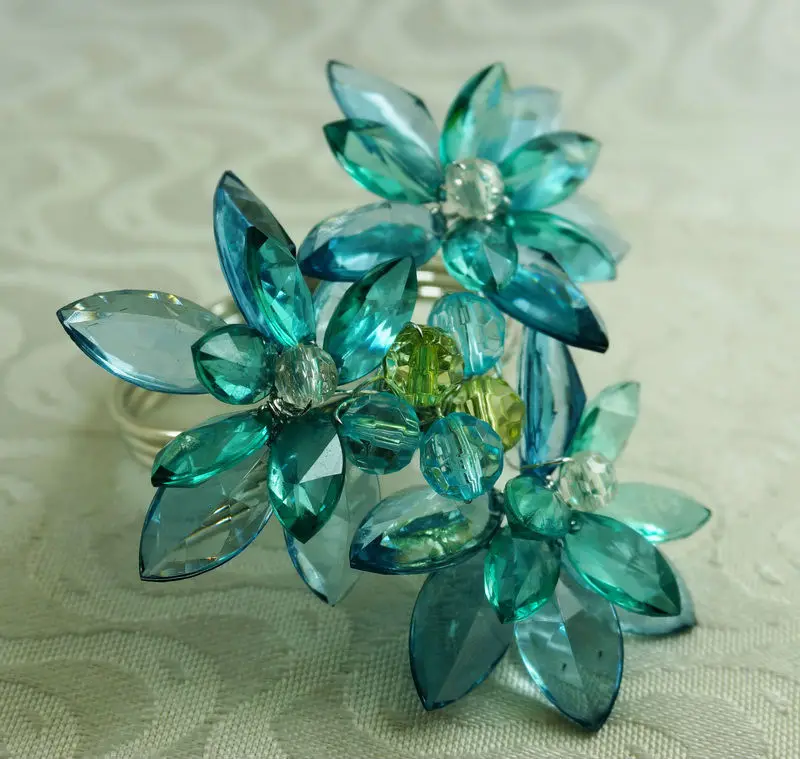 Синее акриловое кольцо для салфеток держатель расшитое бисером|ring holder jewelry|ring towel