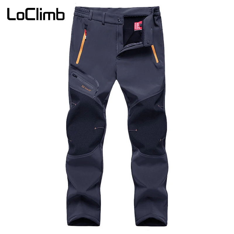 

LoClimb 7XL Winter Camping Trip Hiking Pants Men Waterproof Fleece Softshell Trousers Outdoor Climbing Trekking Ski Pants AM205