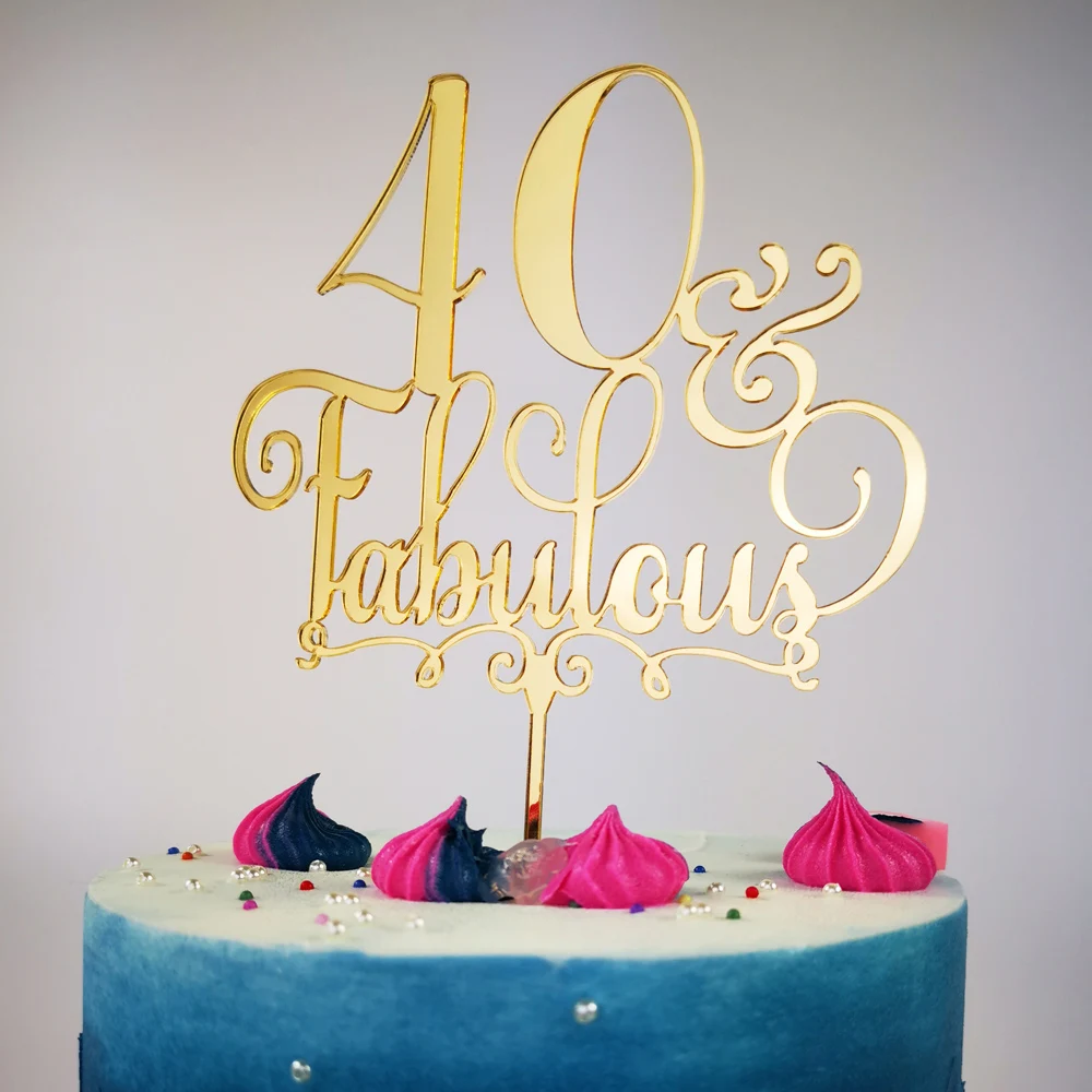 Personalized Happy Birthday Cake Topper custom Fabulous age color Wood Party Decor Supplies | Дом и сад
