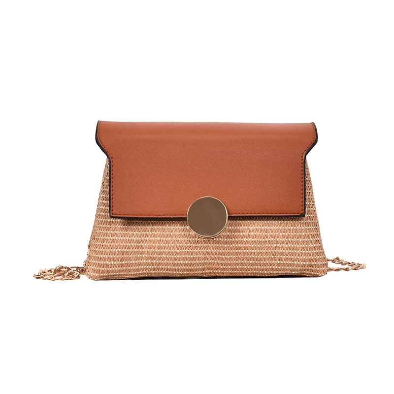 

Женская соломенная сумка с замком, модная пляжная соломенная сумка на ремне со вставками, модель SS3346 на лето, 2018