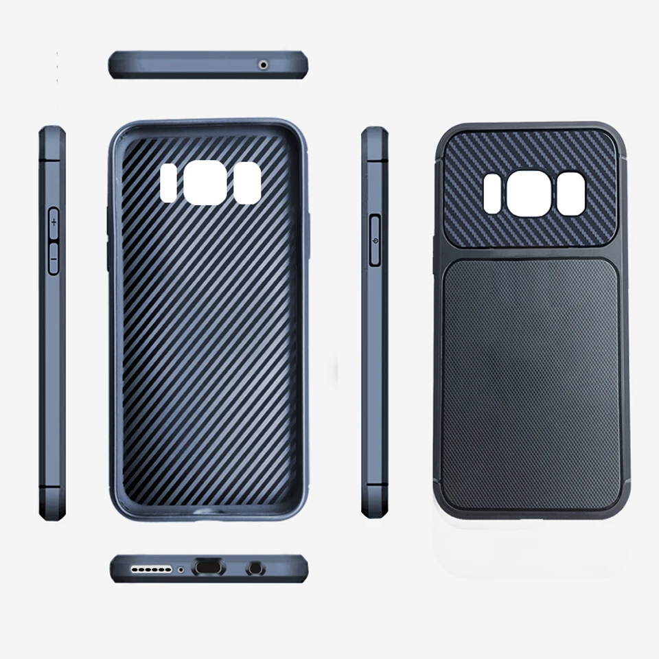 Для Samsung Galaxy S8 плюс броня случае ТПУ углеродного волокна мягкая задняя S9 S10 S10E A6 A7 A8