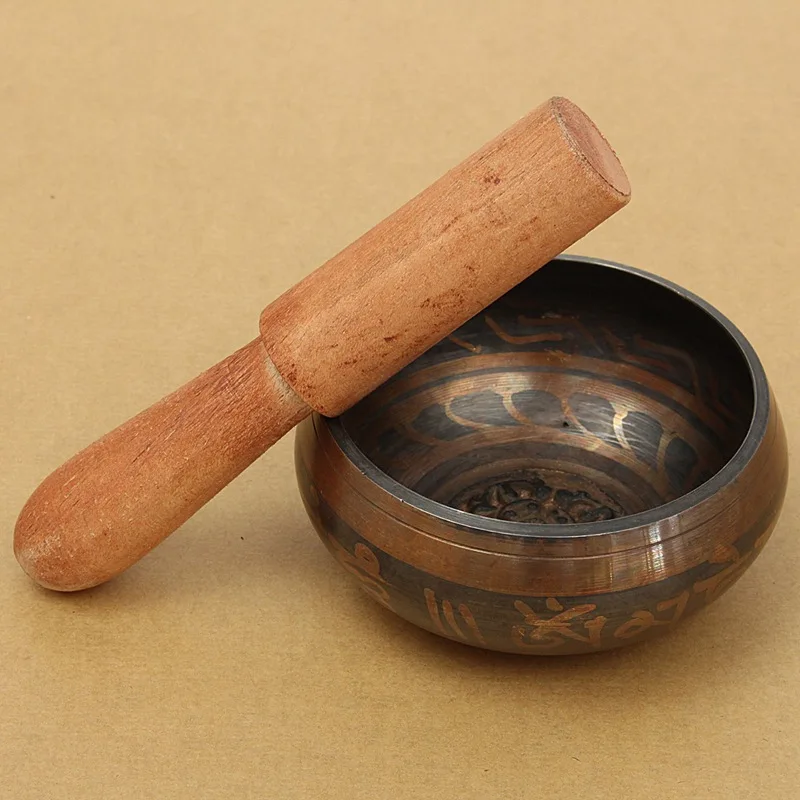 

Durable Retro Gilt Copper Buddha Sound Bowl Alms Bowl Yoga Chinese Tibetan Meditation Singing Bowl With Hand Stick Metal Crafts