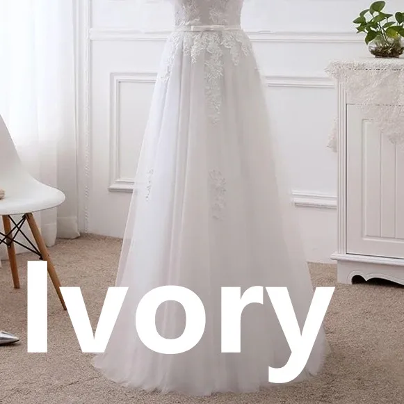Ivory Винно-красный серый розовый А-силуэт длина до пола Тюль Кружева Элегантные платья невесты новые длинные женские Формальные Вечерние платья LA01 - Цвет: Ivory