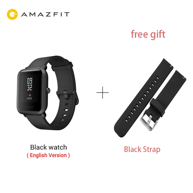 add black Huami Смарт-часы Amazfit Bip, gps, Gloness, Смарт-часы, часы 45 дней в режиме ожидания для телефона MI8 IOS - Цвет: add black