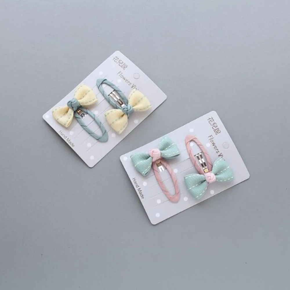 Милый атласный бант в полоску с сеткой 2 шт./лот лентой зажим для волос девочек