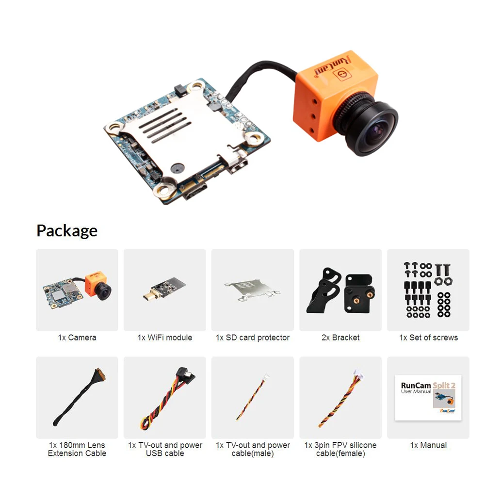 RunCam Разделение 2 Wi Fi FPV Камера модуль М 1080 P/60fps HD Запись плюс WDR NTSC/PAL переключаемый