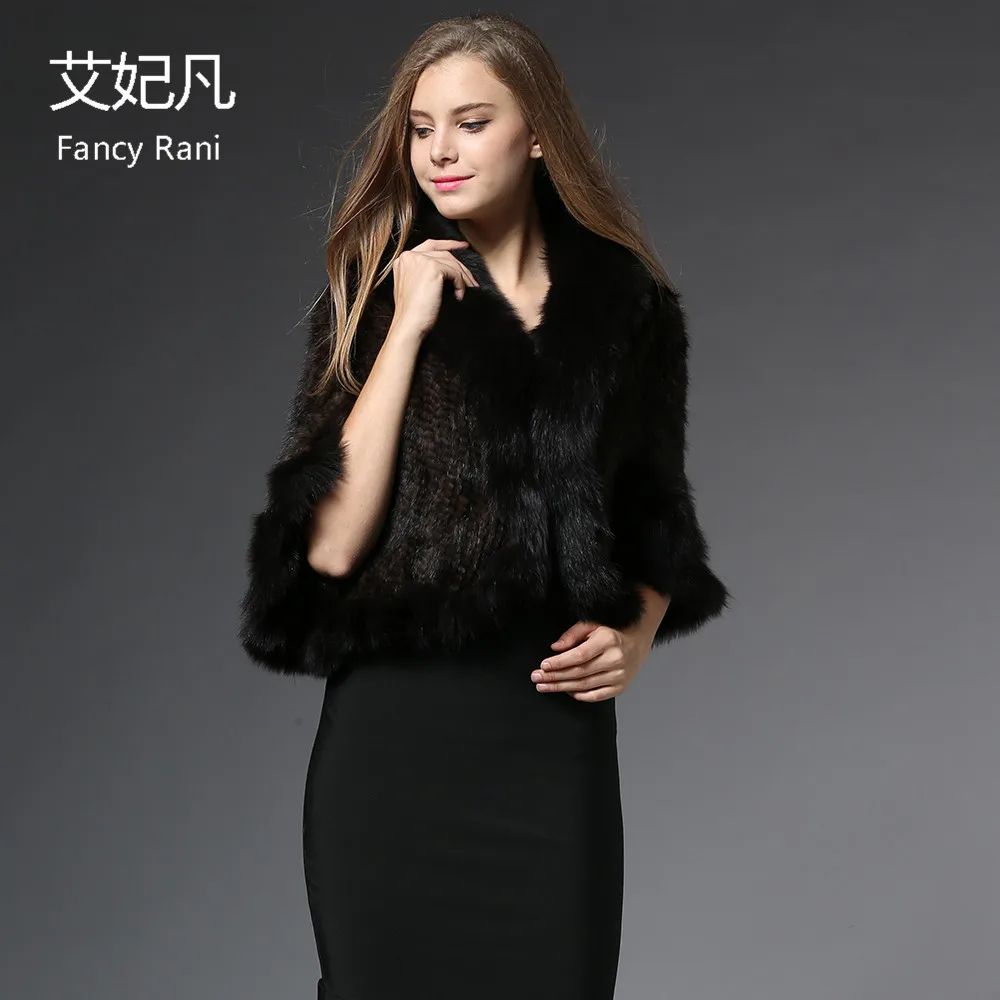 Новинка 2018 стильная шаль из натурального вязаного меха норки пончо с отделкой