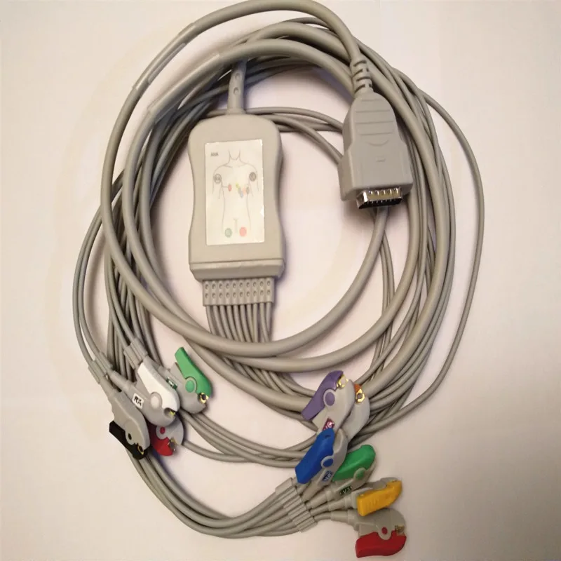Совместимость для кабель для монитора MAC500, MAC1100/1200 ЭКГ кабель с 10 приводит ECG токовывод EKG Банан 4,0 Конец к сопротивление