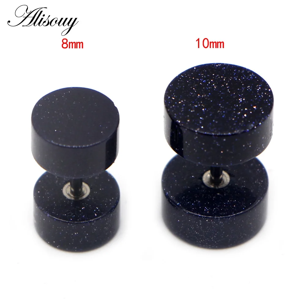 879a Blue Alisouy, 2 шт., новые серьги, модные ювелирные изделия, женские серьги-гвоздики, штанга, пирсинг, панк, мужские серьги, 10 цветов, шпильки для пирсинга - Окраска металла: 879a Blue