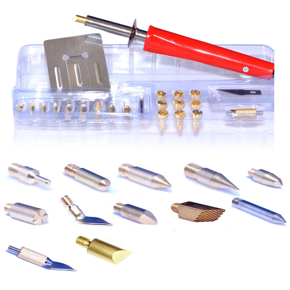 Wood Pen Tip Burning Iron Kit Machine Crafts Dual Power Mode Multifunction Pyrography Tools Rubber Handle Soldering Embossing |
