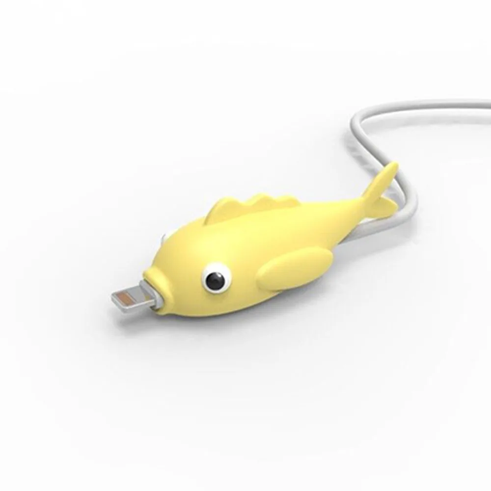 A3 Kawaii Animal Bite Cable Protector for iPhone Cable Charger USB Winder Phone Holder Accessory Organizer Fish Model Funny - Цвет: A3