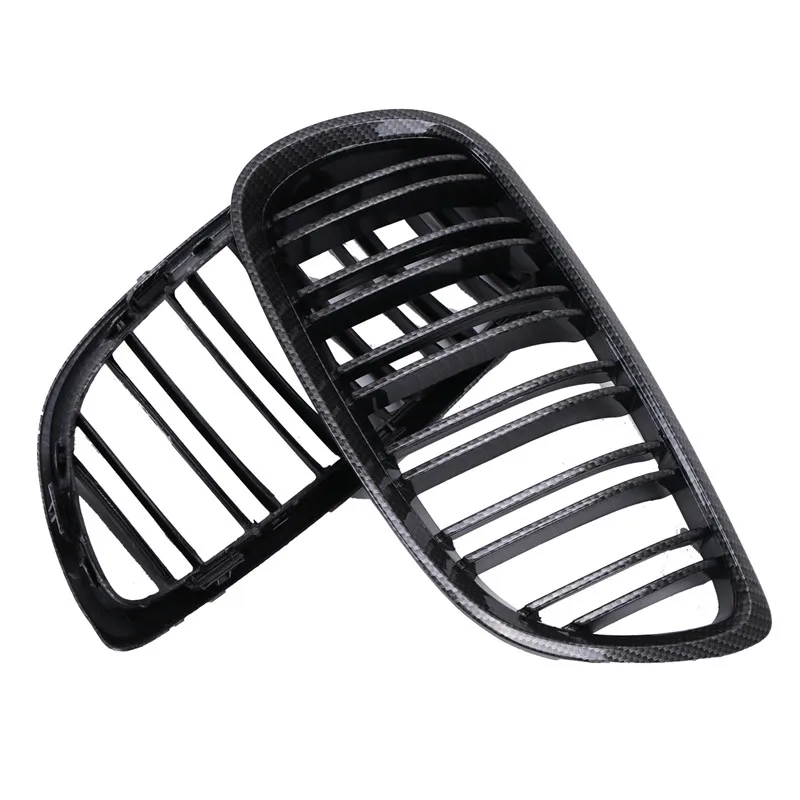 

2x Car Gloss Carbon Black Front Kidney Grille Grill for BMW E92 E93 328i 335i M3 2DR Convertible Pre-Facelift 2007-2010 ##