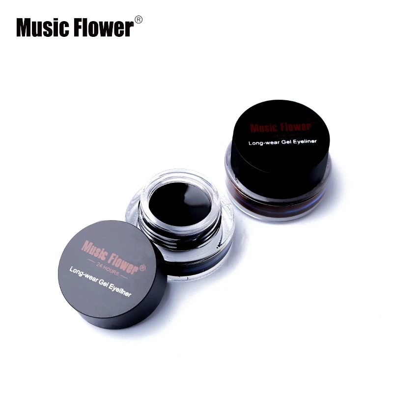 Бренд Music Flower 2 в 1 коричневый + черный гель подводка для глаз водостойкий Макияж