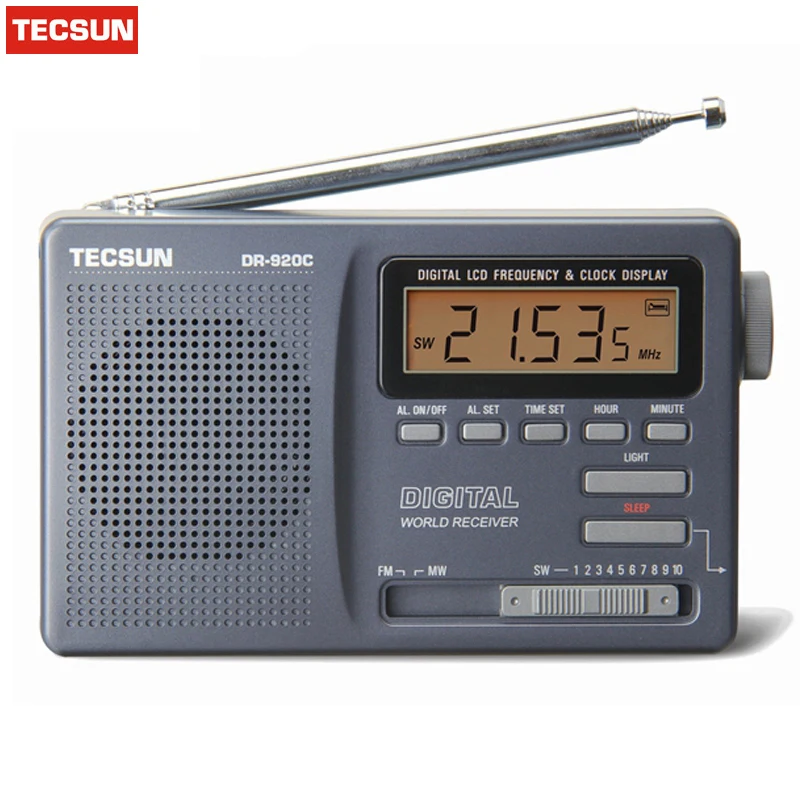 Tecsun DR-920C радио FM MW SW 12 Диапазонный цифровой будильник приемник и подсветка FM портативный радио рекордер Y4139