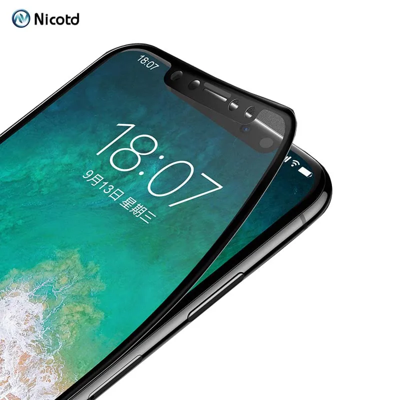 Закаленное 3d стекло Nicotd с мягкими краями для iPhone X 10 5 8 дюйма ударопрочная