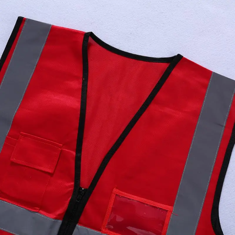 Hi-Vis жилет безопасности с молнией светоотражающий жилет безопасности 5 карманов