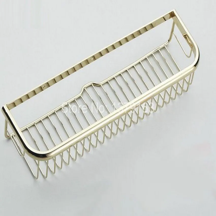 Luxury Gold Color Brass Wall Mounted Bathroom Accessory Single Tier Soap / Sponge Corner Shower Storage Basket aba096 | Обустройство