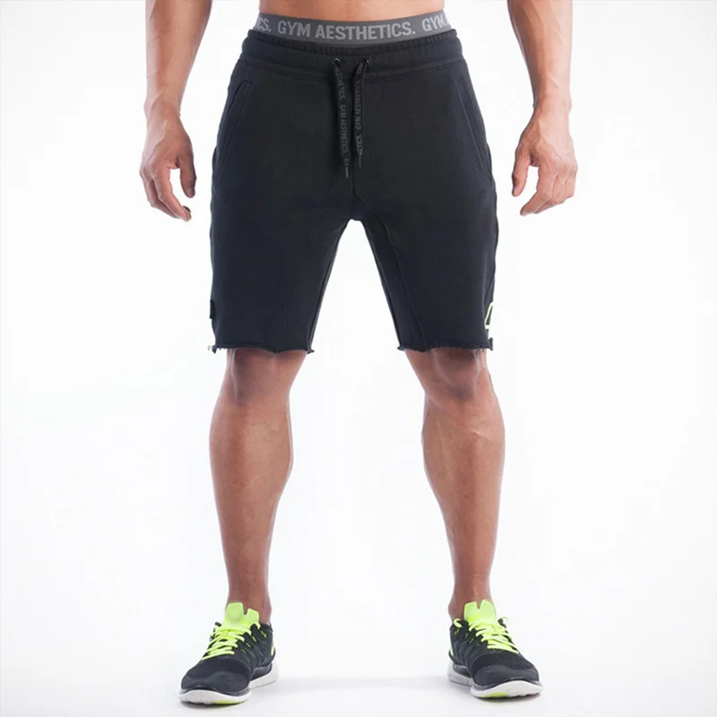 

Men Gyms Fitness Cotton Shorts Casual Vintage Knee Length Short Pants Male Jogger Bodybuilding Workout crossfit Brand Sweatpants