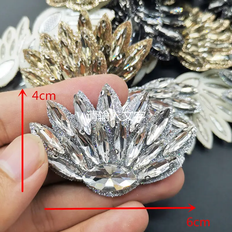 Flower crystal Высокое качество железа на кристаллах бисером патчи Горячая фиксация аппликация из страз для невесты створки платье сумки декор обувь цветок - Цвет: Flower crystal