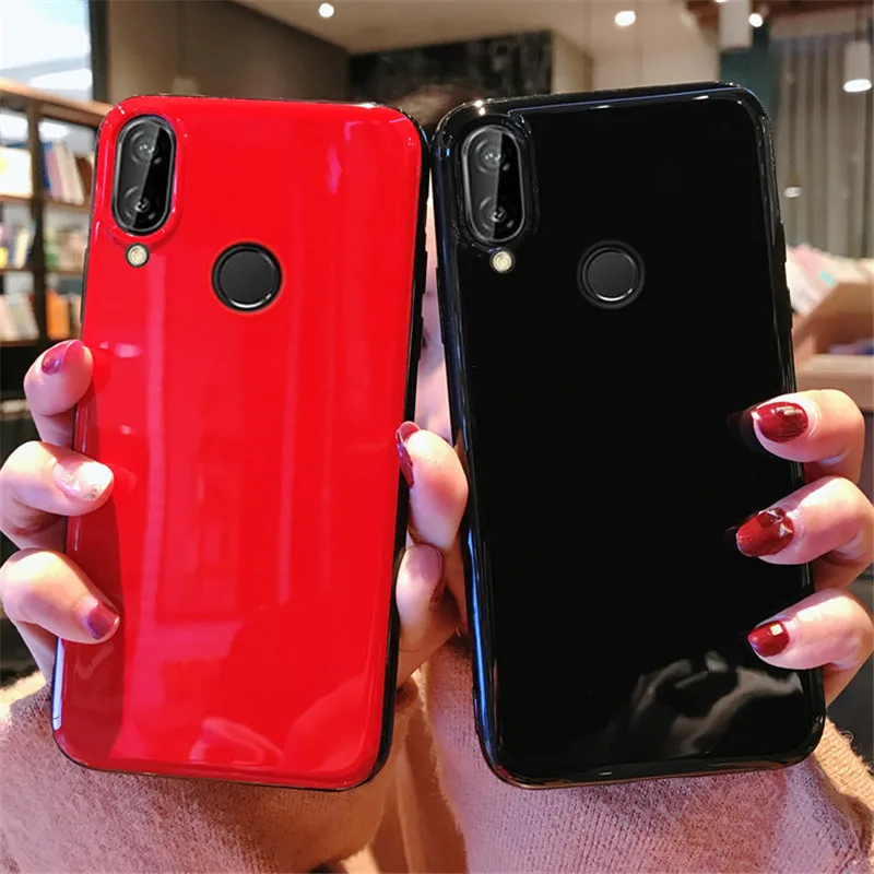 Для Huawei P20 Lite Pro Чехол черный красный светоотражающий глянцевый чехол для Huawai Plus |