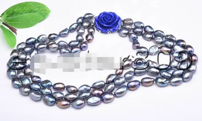 Hot selling free shipping******* 3row 20&quot 14mm Peacock-Black Baroque Freshwater Cultured Pearl Necklace | Украшения и
