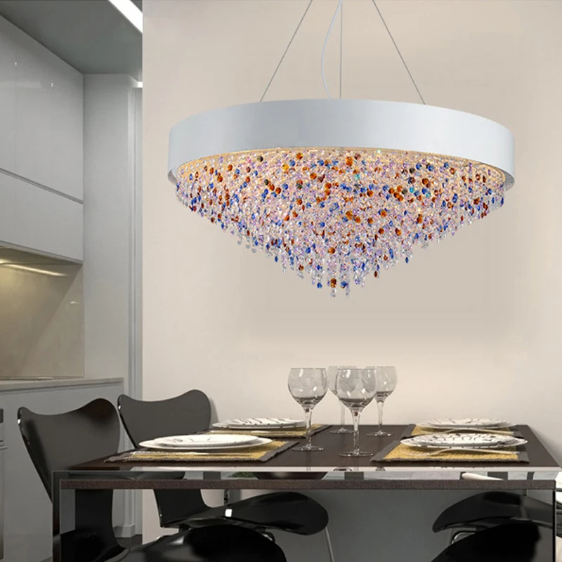 Скандинавская Хрустальная Подвесная лампа современный большой Красочный