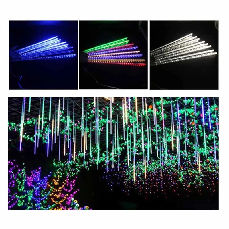 

8pcs/Set Multi-color 30CM Meteor Shower Rain Tubes AC 110-240V Christmas String Light Garden Wedding Party Holiday Tree Decor