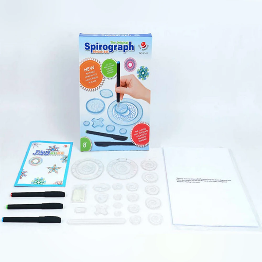 2018 Новый spirograf Делюкс набор дизайн олова Рисование спиральные конструкции