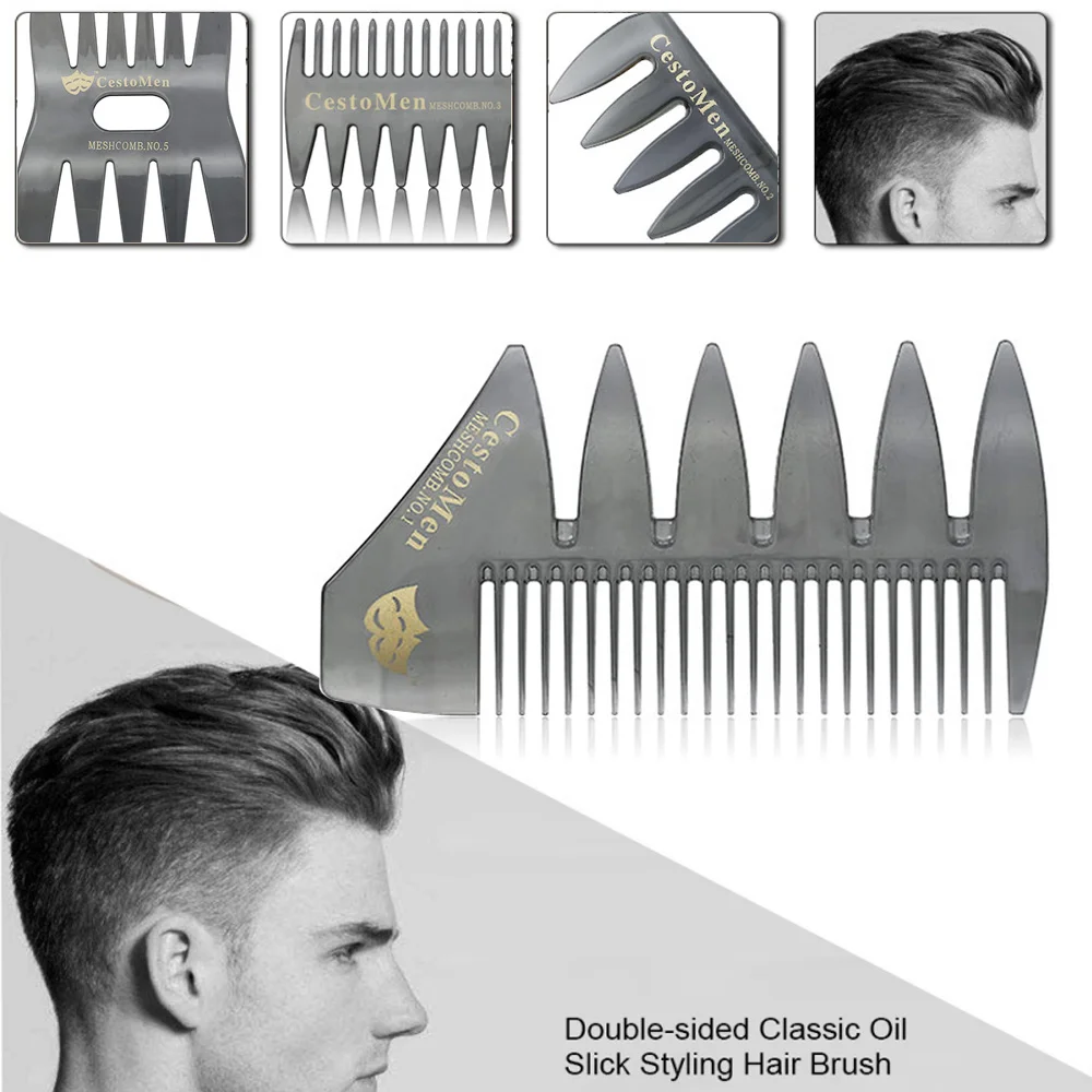 1Pcs Handle Grip Large Tooth Detangling Curly Hair Comb Back Head Styling Beard Oil Comb Men Hairdressing Wide Teeth Comb