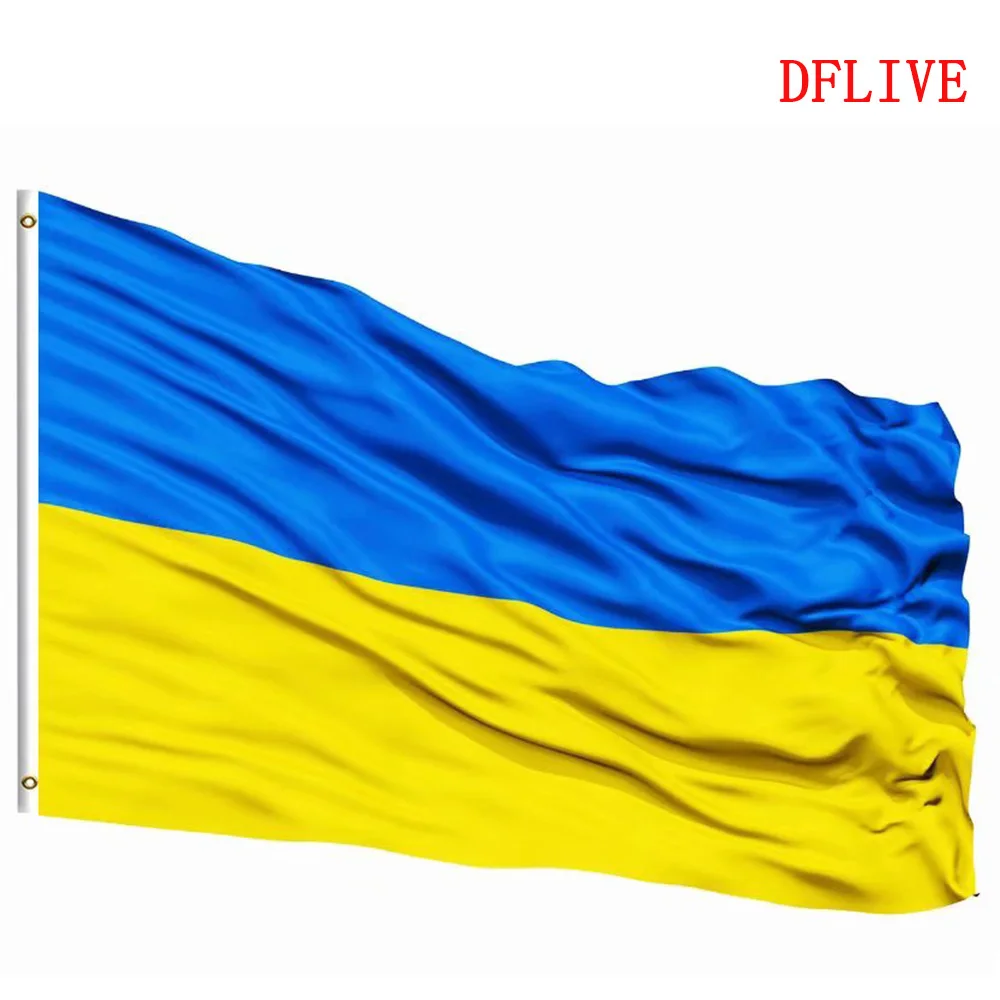 DFLIVE украинский флаг страны 3x5 футов Печатный полиэстер 90x150 см украинмкА баннер |