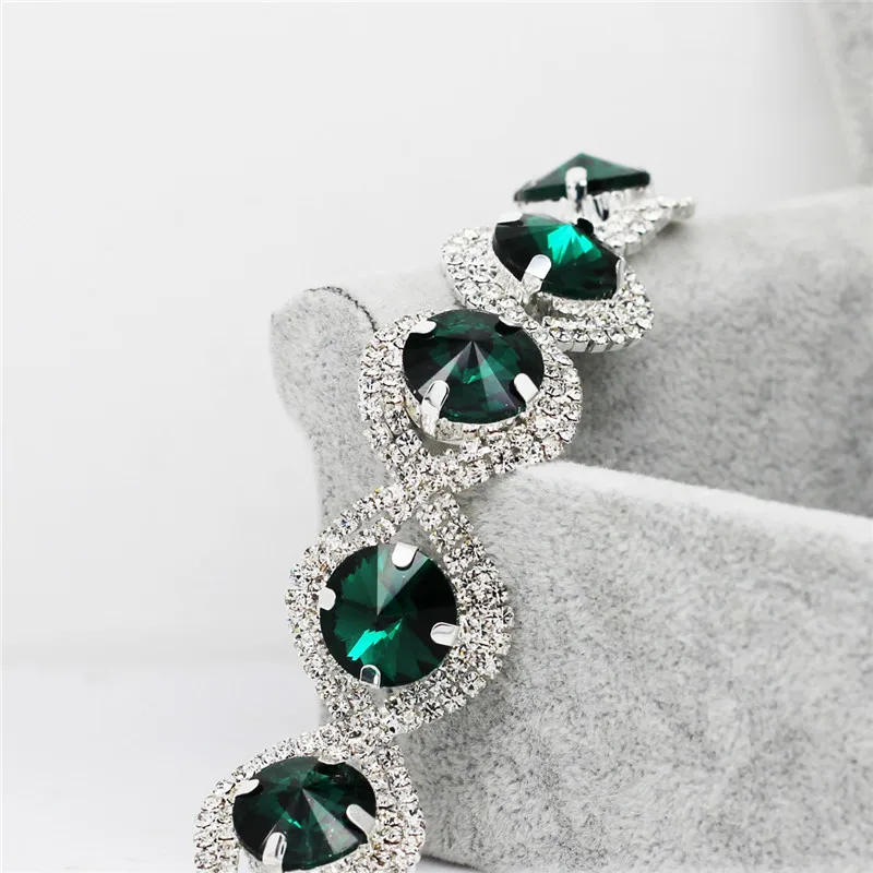 Модный Кристальный браслет серебристый цвет прозрачный Стразы большой камень