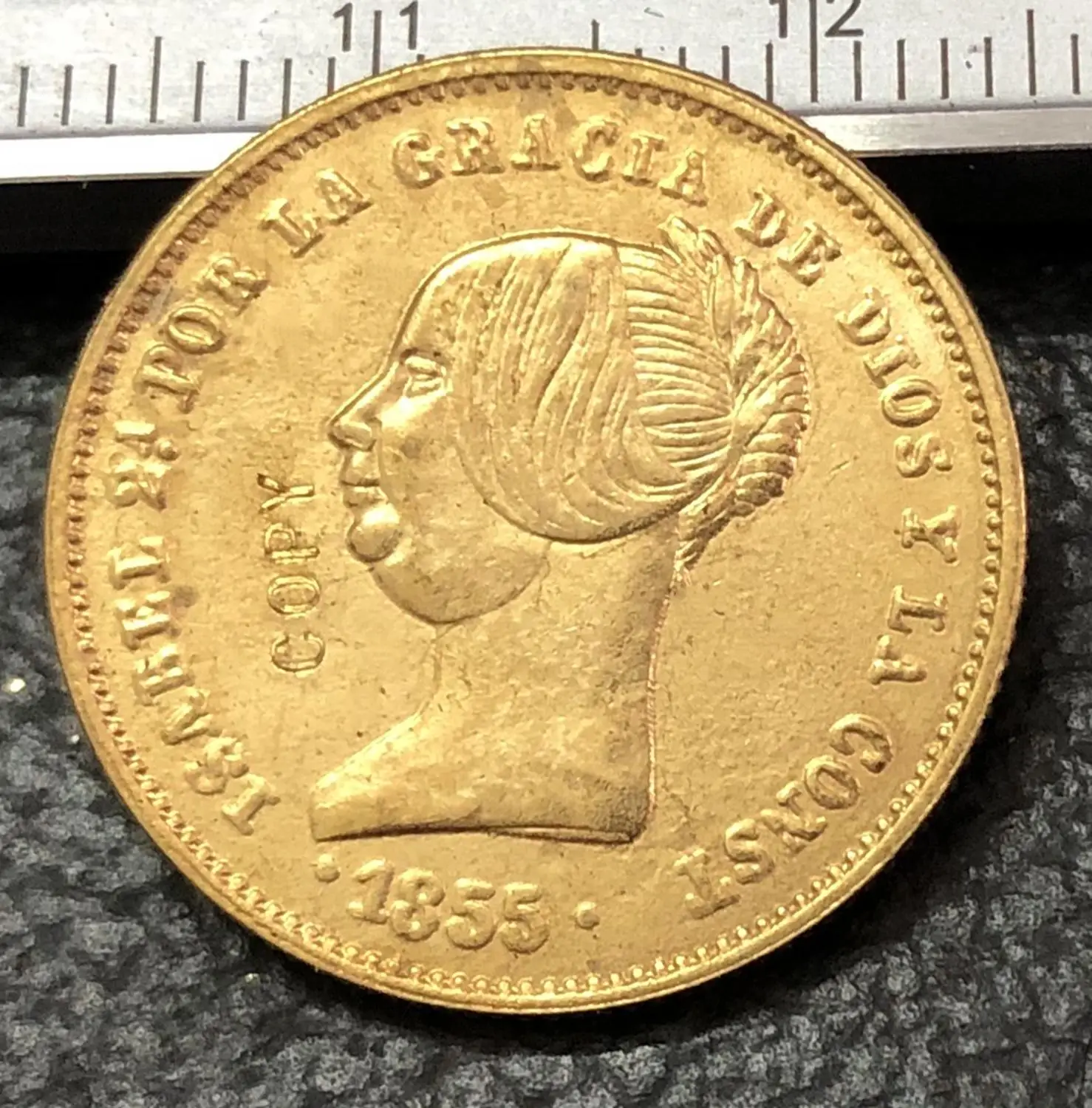 1855 Испания 100 Reales Isabel II Золотая копия монеты|Безвалютные монеты| |