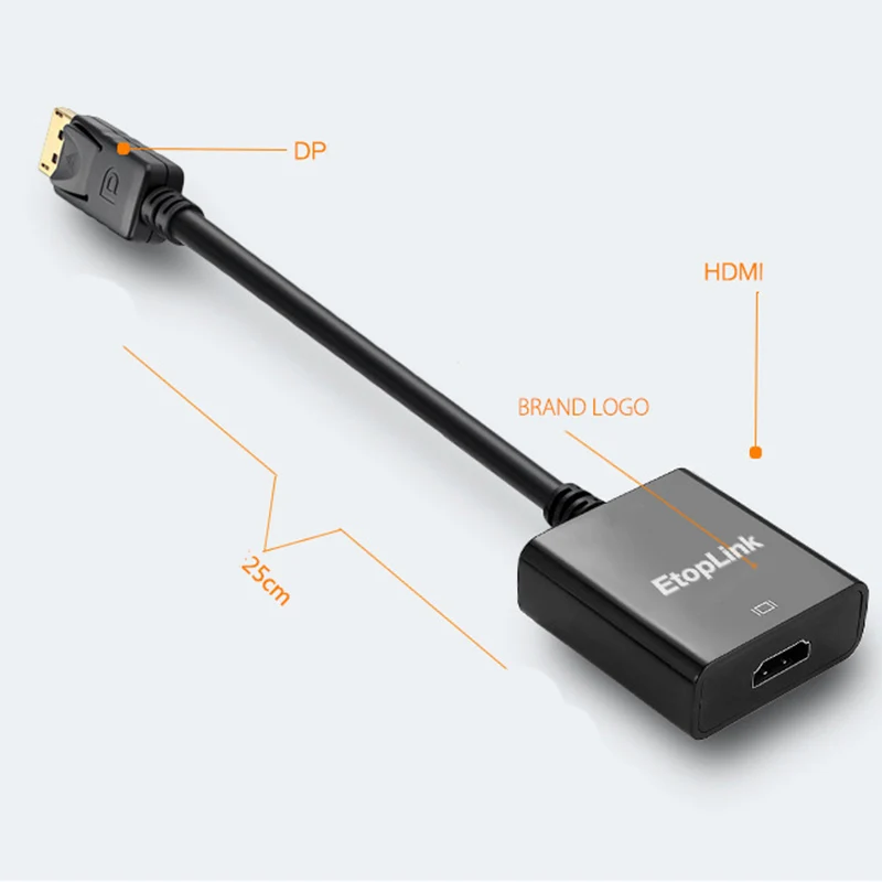 Etoplink DP к HDMI Женский адаптер большой корпус DisplayPort Конвертор Кабель для ПК ноутбук