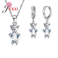 925 100 sterling silver cubic zirconia lovely bear shape jewelry sets for beautiful women girls wedding gifts hot selling
